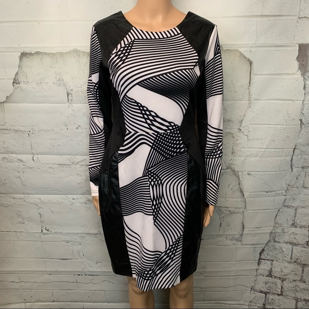 Cato Pattern Faux Leather Dress